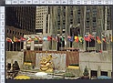 N976 NEW YORK PROMETHEUS STATUE AND FOUNTAIN IN ROCKFELLER PLAZA WITH FLAGS PHOTO MIKE ROBERTS