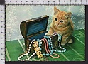 R883 ANIMALI GATTO CON SCRIGNO GIOIELLI JEWELS CAT