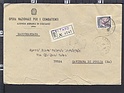 B3668 ITALIA storia postale 1972 SIRACUSANA Lire 180 ISOLATO SU RACCOMANDATA