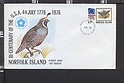 B3535 NORFOLK ISLAND FDC 1976 BI-CENTENARY OF USA BIRD CALIFORNIAN QUAIL ANIMAL